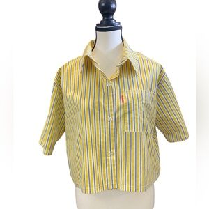 Oversized cropped button up shirt Korean brand 100% cotton size S/M